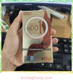 Bao cao su OLO Red Thin 001 Square Gold GaGan noi dac biet Gel boi tron goc nuoc keo dai thoi gian Hop 10 BCS.jpg